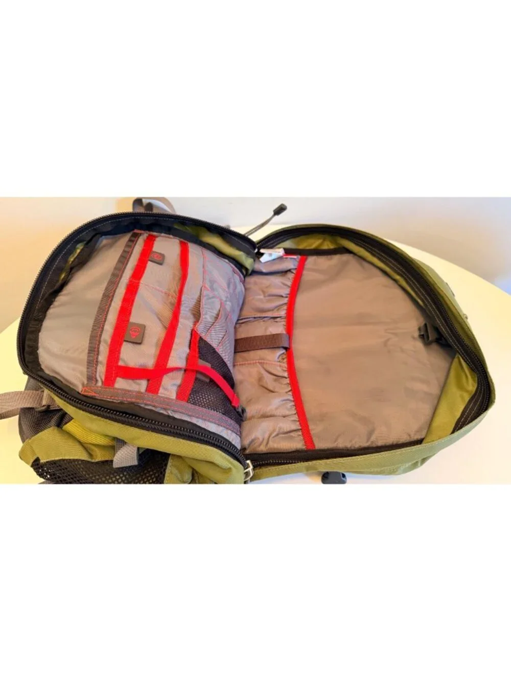 The North Face Big Shot Backpack Green With Gray Straps Outdoor Hiking